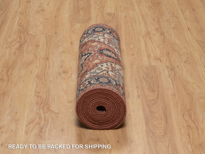 Heriz Heriz hand-knotted wool runner in Red & Midnight Blue, 2'7" x 17'11" — SKU O092412 (view 6)