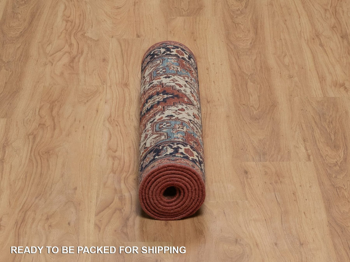 Heriz Heriz hand-knotted wool runner in Red & Midnight Blue, 2'6" x 8'1" — SKU O092413 (view 6)