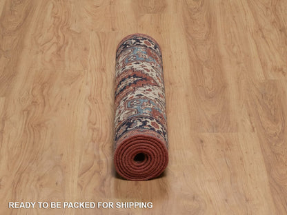 Heriz Heriz hand-knotted wool runner in Red & Midnight Blue, 2'6" x 8'1" — SKU O092413 (view 6)