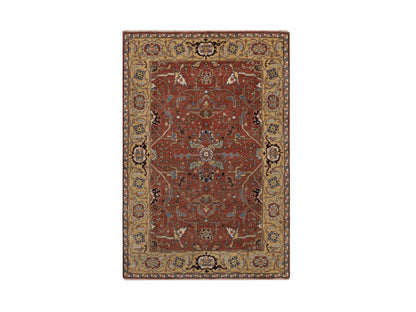 Heriz Heriz hand-knotted wool rug in Red & Gold, 4' x 6' — SKU O092414