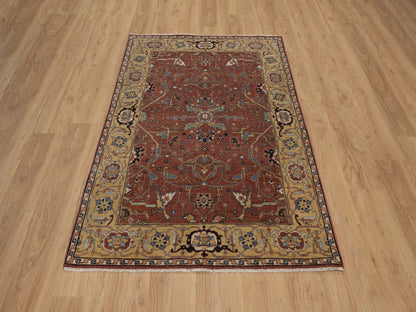 Heriz Heriz hand-knotted wool rug in Red & Gold, 4' x 6' — SKU O092414 (view 2)