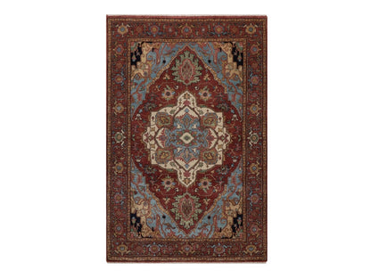 Heriz Heriz hand-knotted wool rug in Red, 4'1" x 6'2" — SKU O092415
