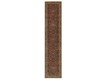 Heriz Heriz hand-knotted wool runner in Red & Gold, 2'7" x 12' — SKU O092417