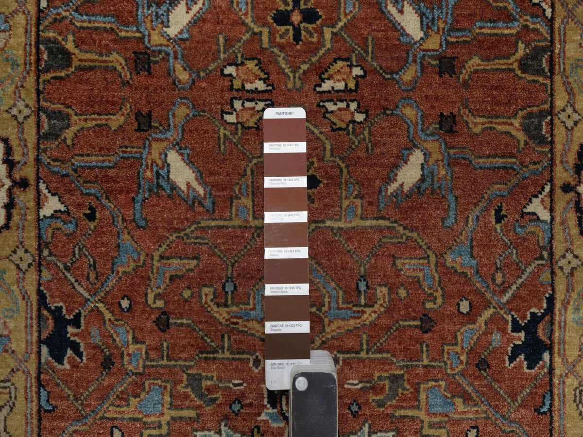 Heriz Heriz hand-knotted wool runner in Red & Gold, 2'7" x 12' — SKU O092417 (view 4)