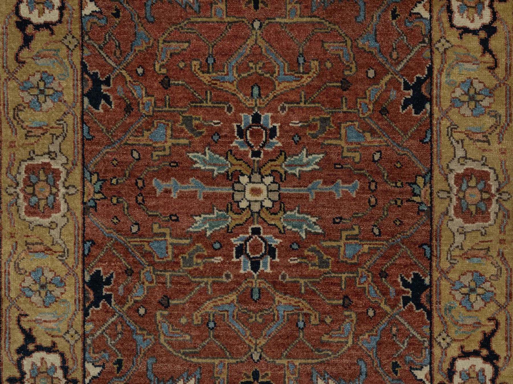 Heriz Heriz hand-knotted wool runner in Red & Gold, 2'7" x 12' — SKU O092417 (view 5)