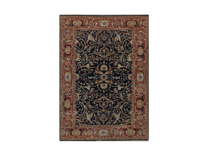 Blue 5'1" x 7'1" Heriz Hand knotted Wool Rug - Sku: O092418