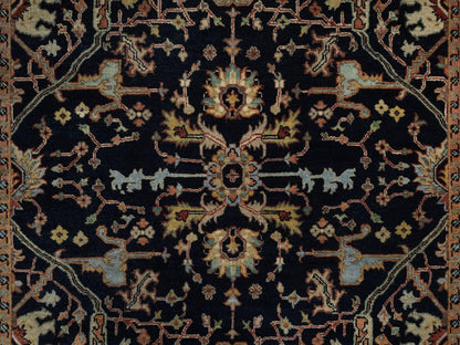 Blue 5'1" x 7'1" Heriz Hand knotted Wool Rug - Sku: O092418