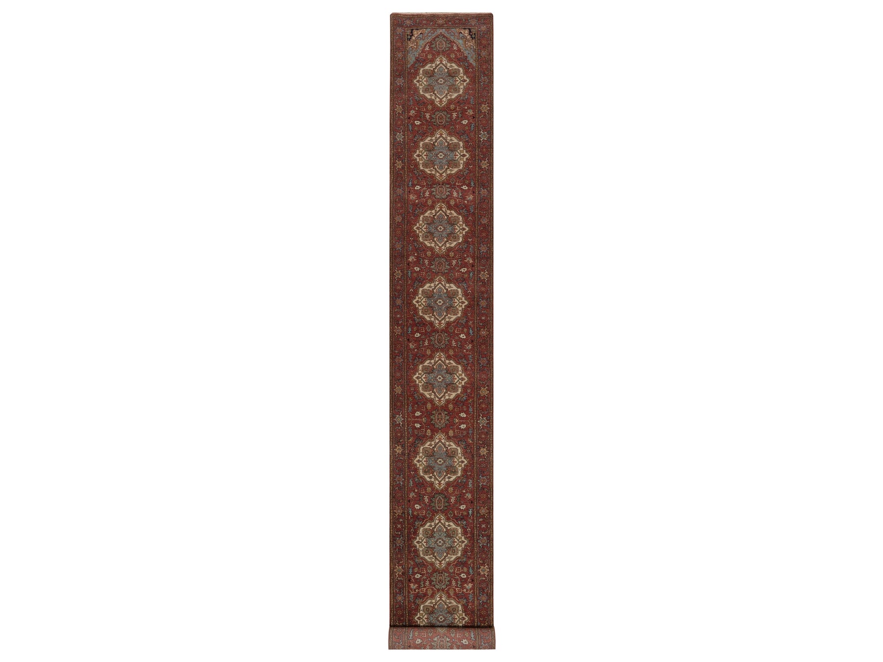 Heriz Heriz hand-knotted wool runner in Red, 2'7" x 21'7" — SKU O092420