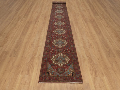 Heriz Heriz hand-knotted wool runner in Red, 2'7" x 21'7" — SKU O092420 (view 2)