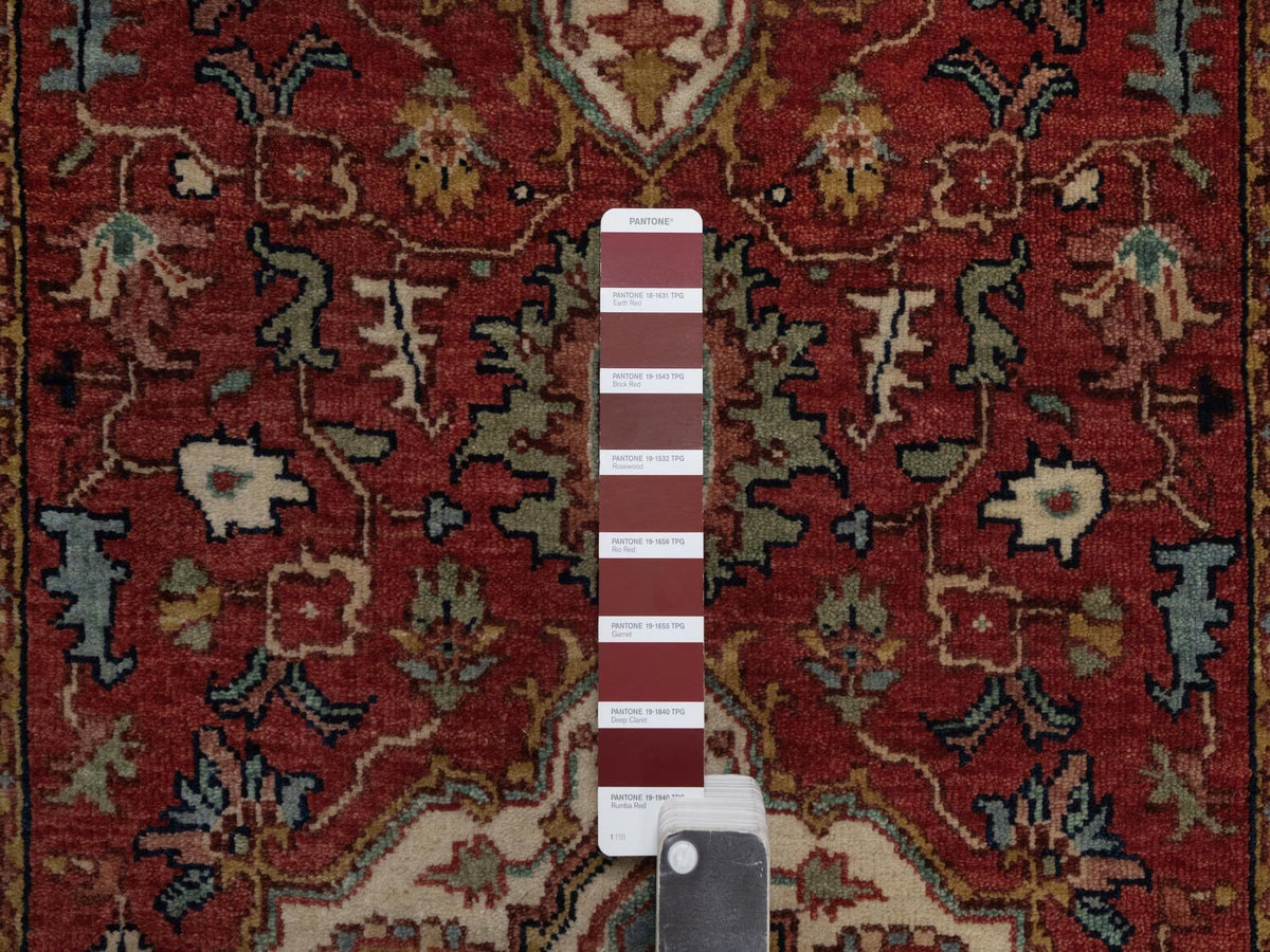 Heriz Heriz hand-knotted wool runner in Red, 2'7" x 21'7" — SKU O092420 (view 4)