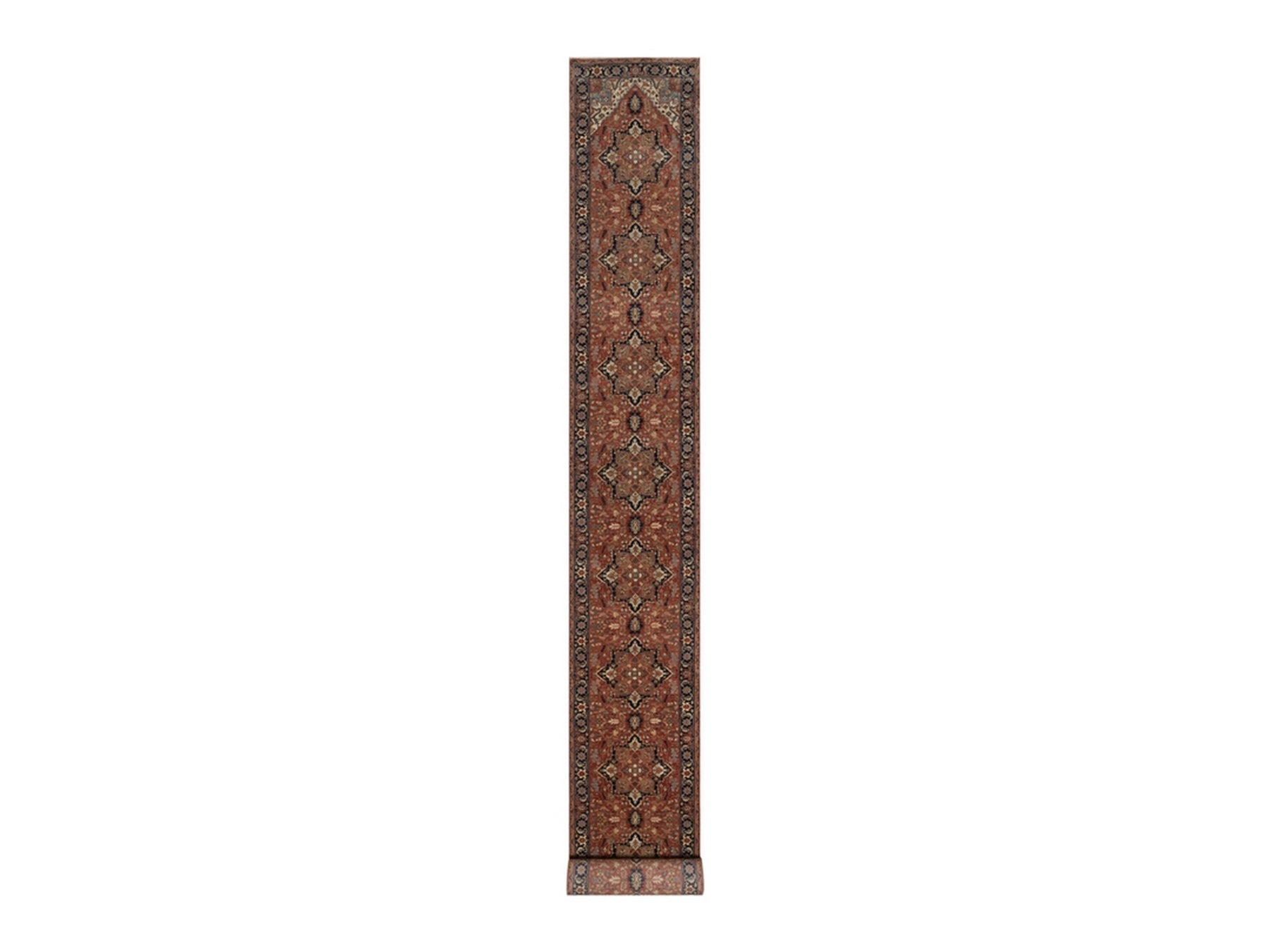 Red 2'6" x 23'11" Heriz Hand knotted Wool Rug - Sku: O092421