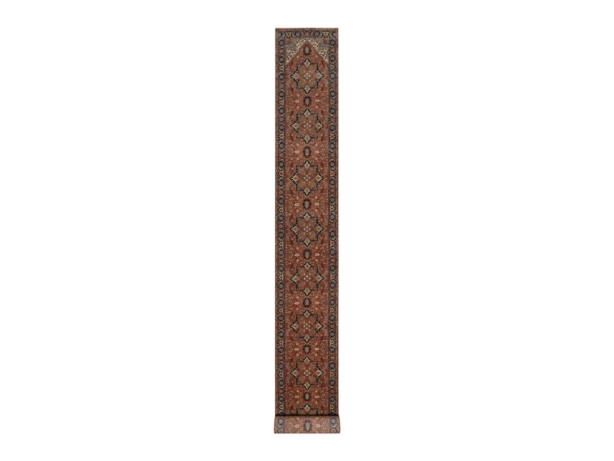 Heriz Heriz hand-knotted wool runner in Red & Midnight Blue, 2'6" x 23'11" — SKU O092421