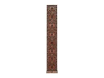 Heriz Heriz hand-knotted wool runner in Red & Midnight Blue, 2'6" x 23'11" — SKU O092421