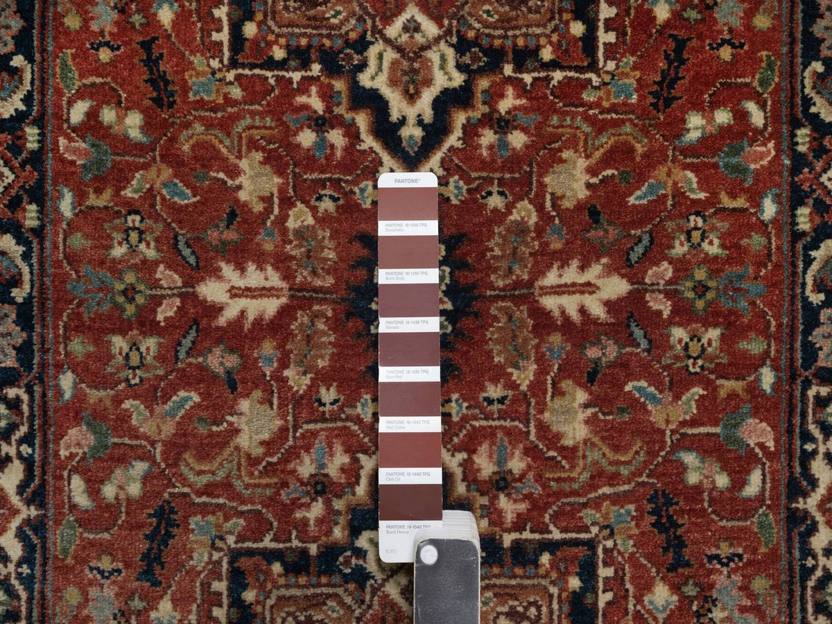 Heriz Heriz hand-knotted wool runner in Red & Midnight Blue, 2'6" x 23'11" — SKU O092421 (view 4)