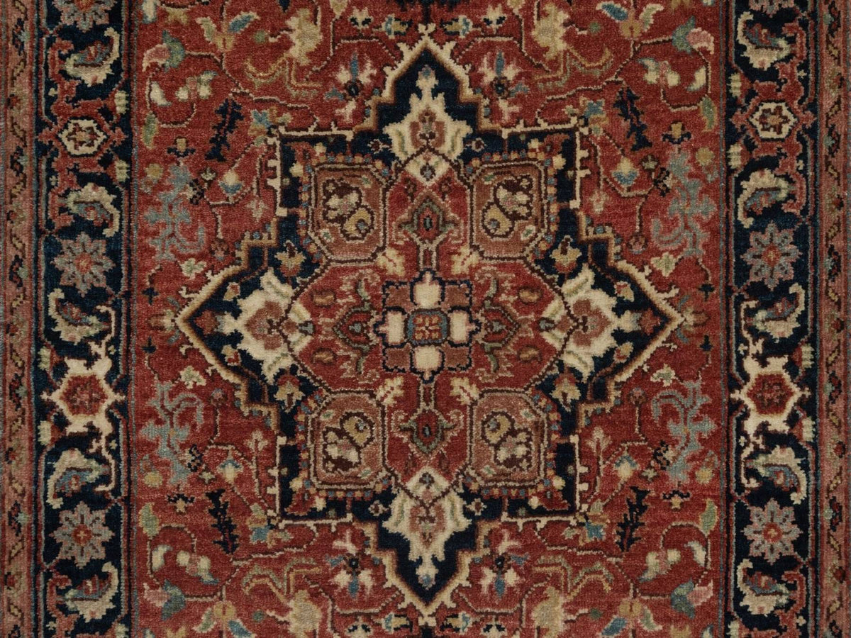 Heriz Heriz hand-knotted wool runner in Red & Midnight Blue, 2'6" x 23'11" — SKU O092421 (view 5)