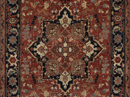 Heriz Heriz hand-knotted wool runner in Red & Midnight Blue, 2'6" x 23'11" — SKU O092421 (view 5)