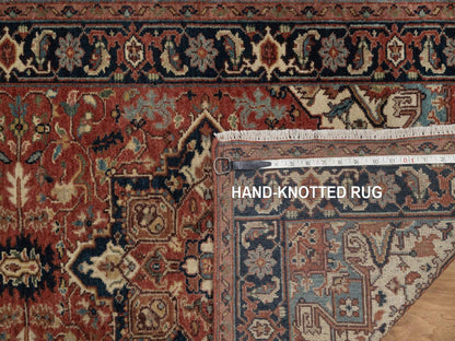 Heriz Heriz hand-knotted wool runner in Red & Midnight Blue, 2'6" x 23'11" — SKU O092421 (view 8)