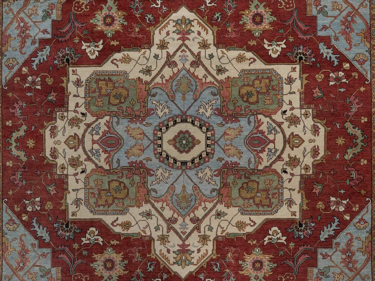Heriz Heriz hand-knotted wool rug in Red, 9'1" x 12'2" — SKU O092422 (view 8)
