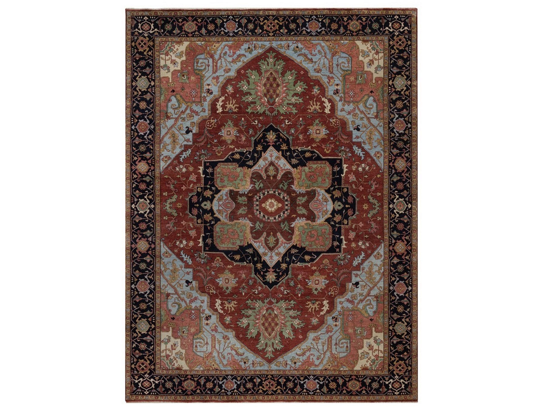 Red 8'11" x 12'2" Heriz Hand knotted Wool Rug - Sku: O092424