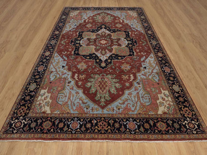 Heriz Heriz hand-knotted wool rug in Red & Midnight Blue, 8'11" x 12'2" — SKU O092424 (view 2)