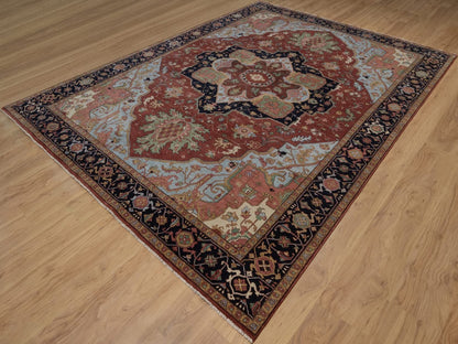 Heriz Heriz hand-knotted wool rug in Red & Midnight Blue, 8'11" x 12'2" — SKU O092424 (view 3)