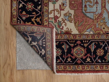Heriz Heriz hand-knotted wool rug in Red & Midnight Blue, 8'11" x 12'2" — SKU O092424 (view 4)