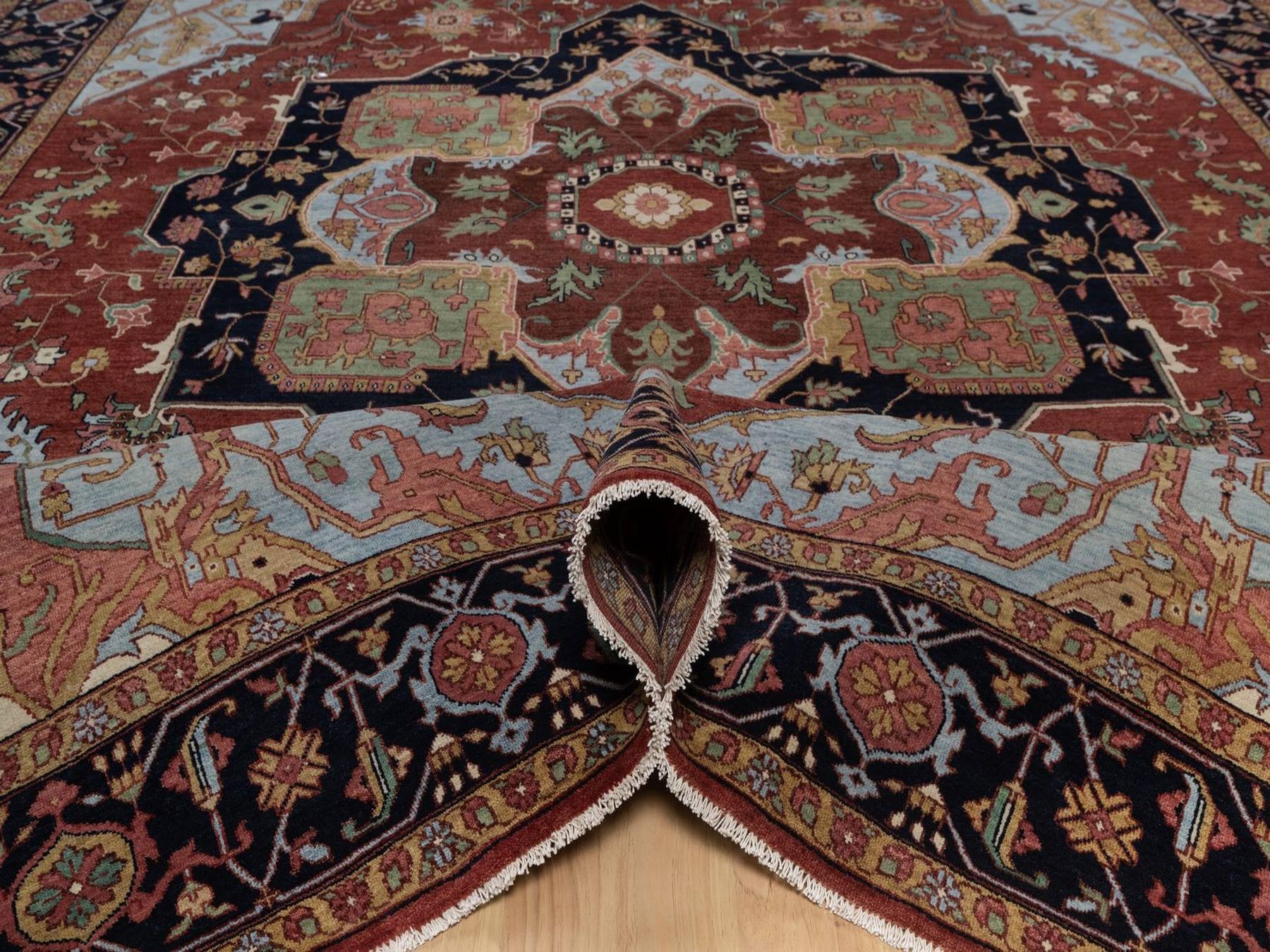Heriz Heriz hand-knotted wool rug in Red & Midnight Blue, 8'11" x 12'2" — SKU O092424 (view 5)