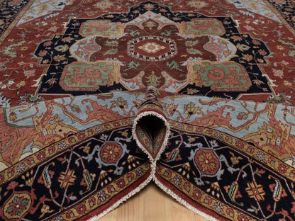 Heriz Heriz hand-knotted wool rug in Red & Midnight Blue, 8'11" x 12'2" — SKU O092424 (view 5)