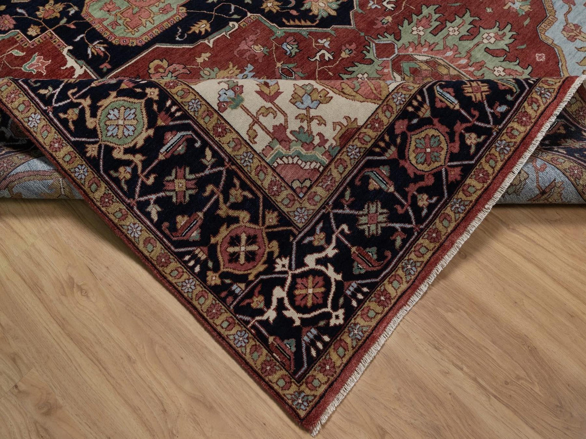 Heriz Heriz hand-knotted wool rug in Red & Midnight Blue, 8'11" x 12'2" — SKU O092424 (view 6)