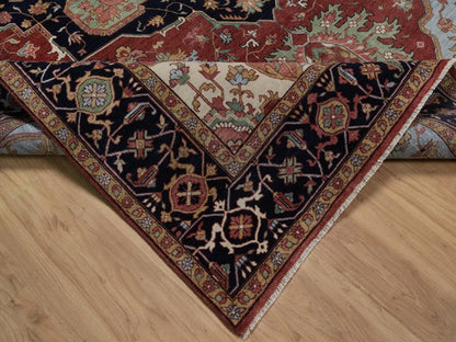 Heriz Heriz hand-knotted wool rug in Red & Midnight Blue, 8'11" x 12'2" — SKU O092424 (view 6)