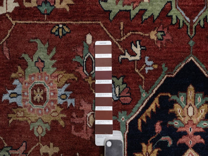 Heriz Heriz hand-knotted wool rug in Red & Midnight Blue, 8'11" x 12'2" — SKU O092424 (view 7)