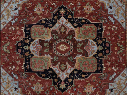 Heriz Heriz hand-knotted wool rug in Red & Midnight Blue, 8'11" x 12'2" — SKU O092424 (view 8)