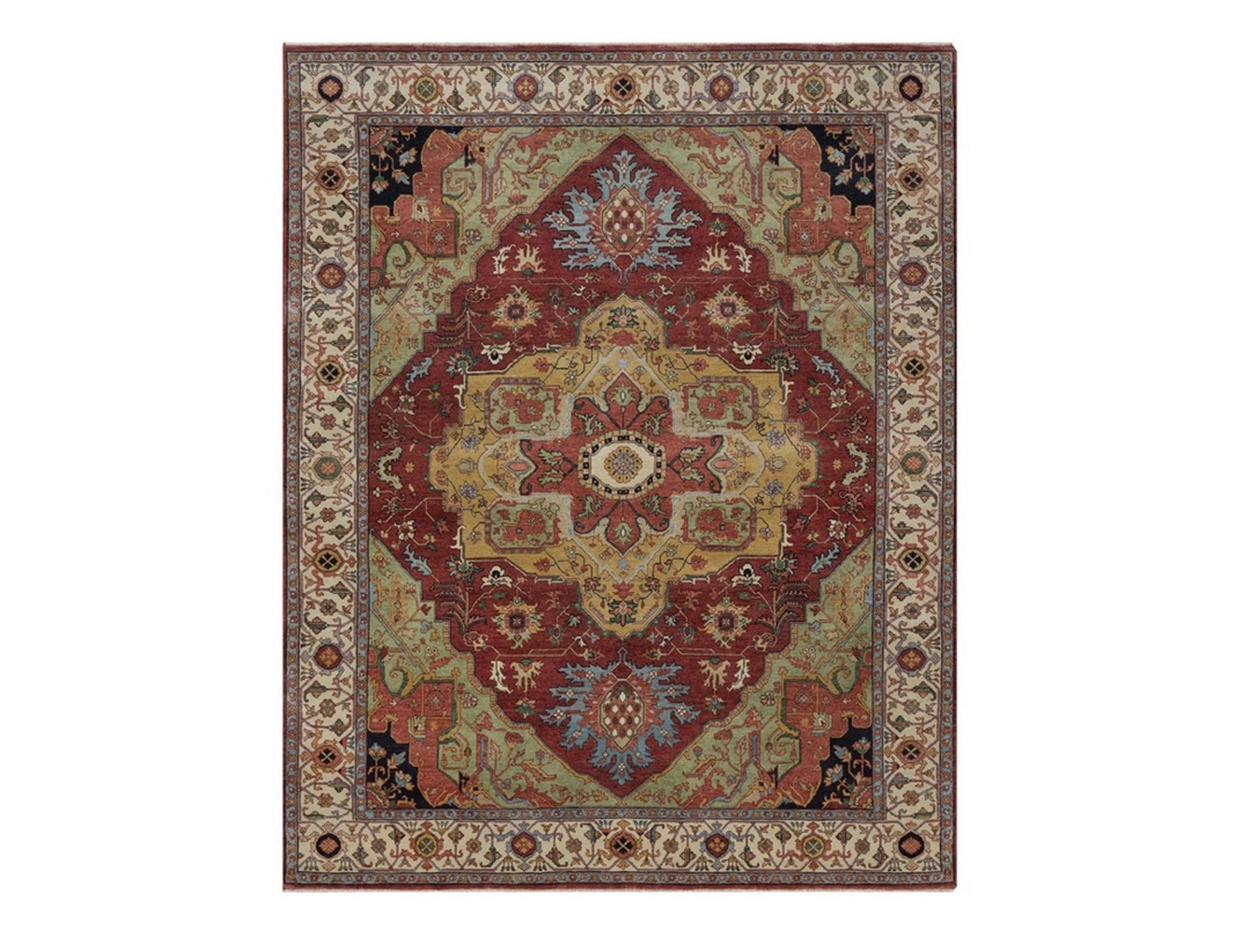 Heriz Heriz hand-knotted wool rug in Red & Ivory, 8' x 10'1" — SKU O092425