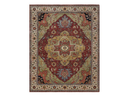 Heriz Heriz hand-knotted wool rug in Red & Ivory, 8' x 10'1" — SKU O092425
