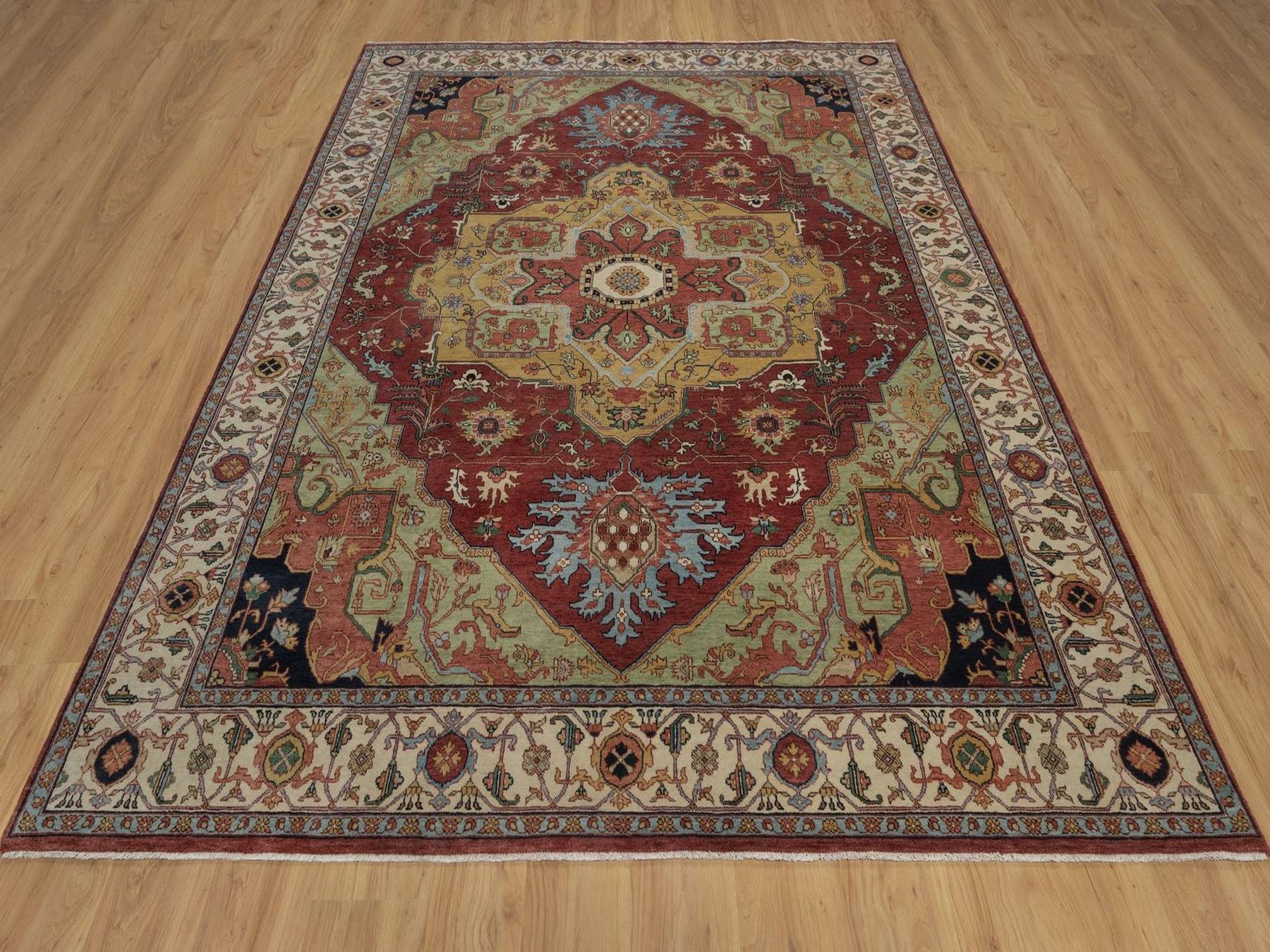 Heriz Heriz hand-knotted wool rug in Red & Ivory, 8' x 10'1" — SKU O092425 (view 2)