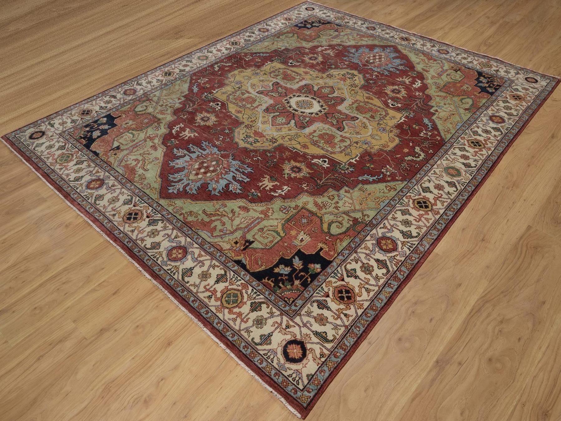 Heriz Heriz hand-knotted wool rug in Red & Ivory, 8' x 10'1" — SKU O092425 (view 3)