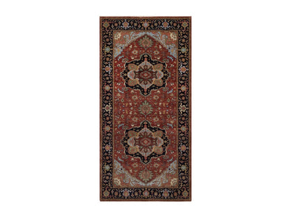 Heriz Heriz hand-knotted wool runner in Red & Midnight Blue, 6' x 12'3" — SKU O092427