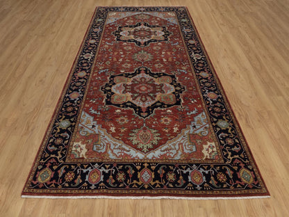 Heriz Heriz hand-knotted wool runner in Red & Midnight Blue, 6' x 12'3" — SKU O092427 (view 2)