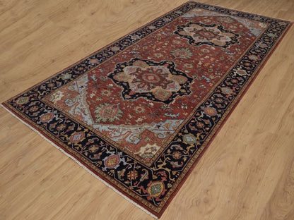 Heriz Heriz hand-knotted wool runner in Red & Midnight Blue, 6' x 12'3" — SKU O092427 (view 3)