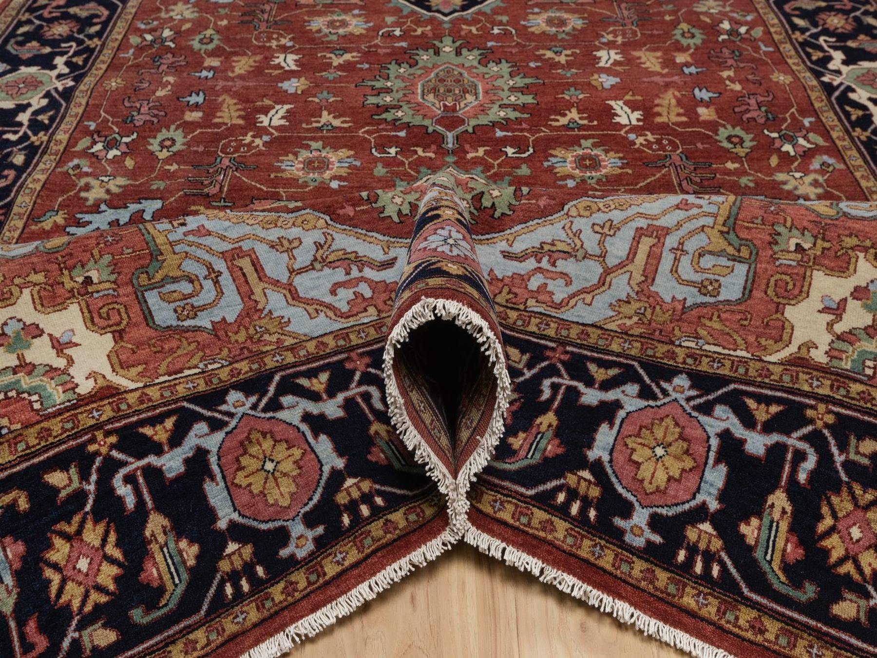 Heriz Heriz hand-knotted wool runner in Red & Midnight Blue, 6' x 12'3" — SKU O092427 (view 5)