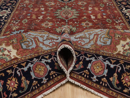 Heriz Heriz hand-knotted wool runner in Red & Midnight Blue, 6' x 12'3" — SKU O092427 (view 5)