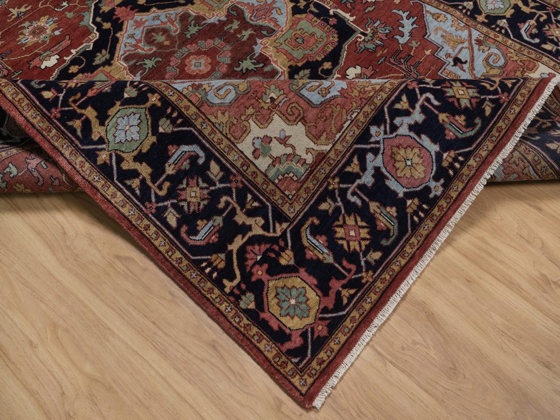 Heriz Heriz hand-knotted wool runner in Red & Midnight Blue, 6' x 12'3" — SKU O092427 (view 6)