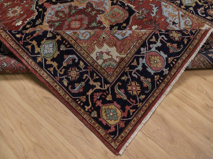 Heriz Heriz hand-knotted wool runner in Red & Midnight Blue, 6' x 12'3" — SKU O092427 (view 6)