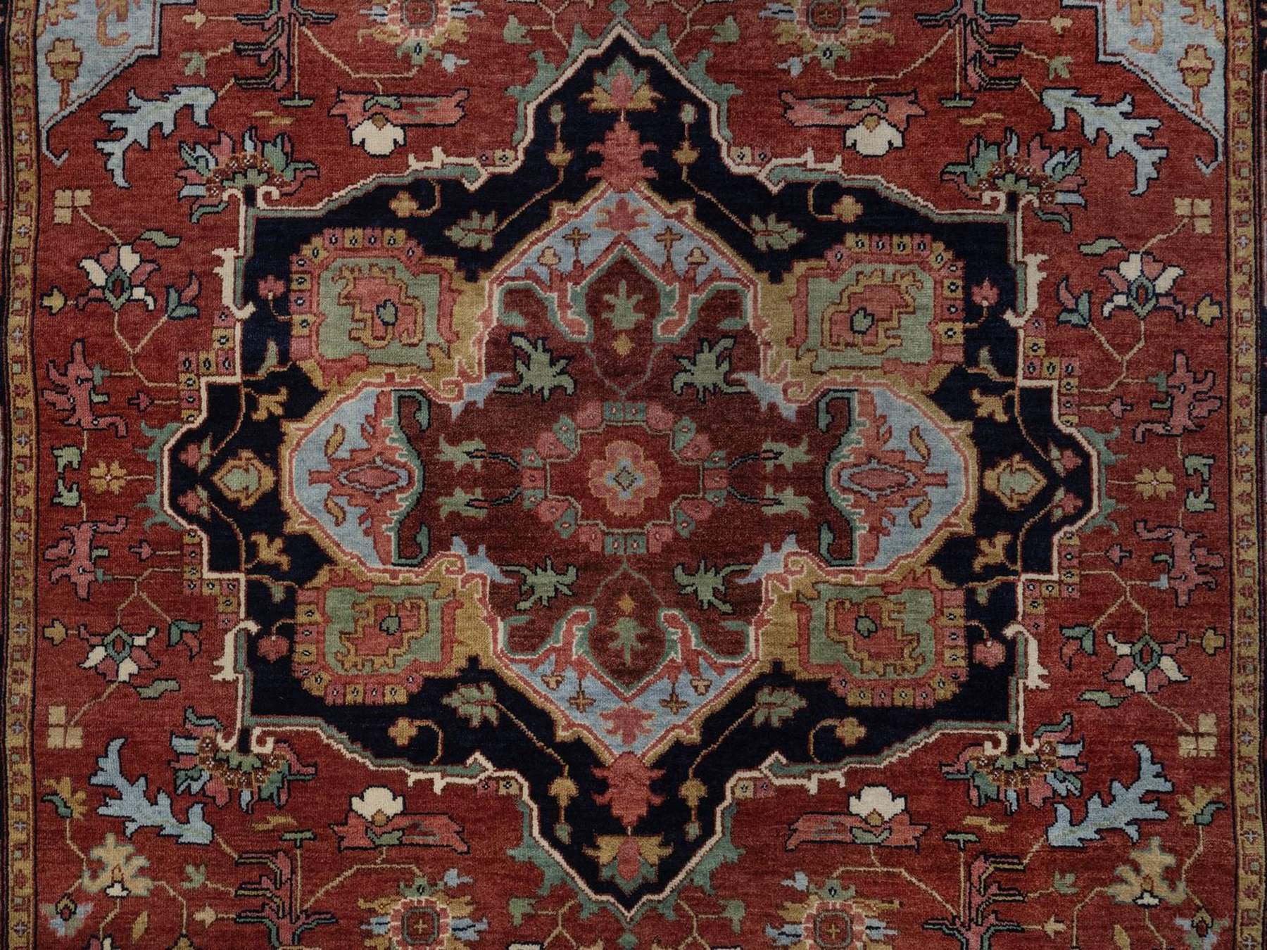 Heriz Heriz hand-knotted wool runner in Red & Midnight Blue, 6' x 12'3" — SKU O092427 (view 8)
