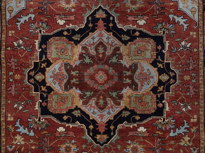 Heriz Heriz hand-knotted wool runner in Red & Midnight Blue, 6' x 12'3" — SKU O092427 (view 8)
