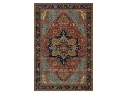 Heriz Heriz hand-knotted wool rug in Red & Midnight Blue, 11'11" x 18' — SKU O092429