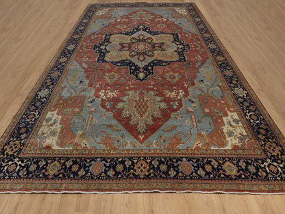 Heriz Heriz hand-knotted wool rug in Red & Midnight Blue, 11'11" x 18' — SKU O092429 (view 2)