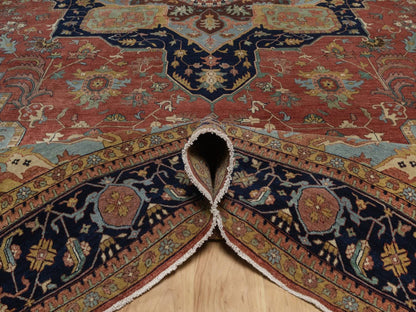 Heriz Heriz hand-knotted wool rug in Red & Midnight Blue, 11'11" x 18' — SKU O092429 (view 5)