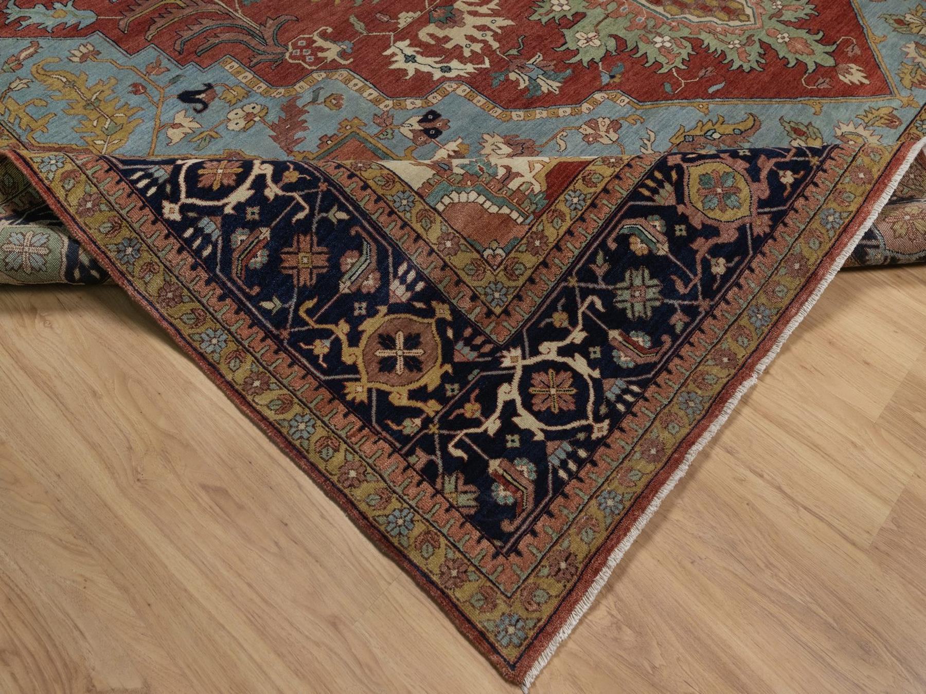 Heriz Heriz hand-knotted wool rug in Red & Midnight Blue, 11'11" x 18' — SKU O092429 (view 6)