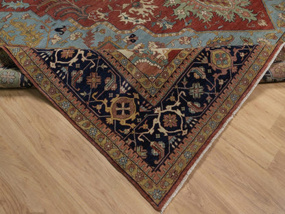 Heriz Heriz hand-knotted wool rug in Red & Midnight Blue, 11'11" x 18' — SKU O092429 (view 6)